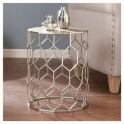 Best reviews of 😉 Southern Enterprises Carmen Metal Accent Table - Antique silver - Aiden Lane ✔️