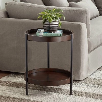Brand new β€οΈ 55 Downing Street Vintage Bronze Metal Round Accent Table 20 1/4" Wide Brown Walnut Wood Top and Shelf for Living Room Home House π― 3 Brand new β€οΈ 55 Downing Street Vintage Bronze Metal Round Accent Table 20 1/4" Wide Brown Walnut Wood Top and Shelf for Living Room Home House π―