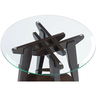 Best deal π 55 Downing Street Farmhouse Wood Round Accent Table 24" Wide with Shelf Dark Brown Tempered Glass Tabletop Living Room Home House π₯ 4 Best deal π 55 Downing Street Farmhouse Wood Round Accent Table 24" Wide with Shelf Dark Brown Tempered Glass Tabletop Living Room Home House π₯ - Image 2