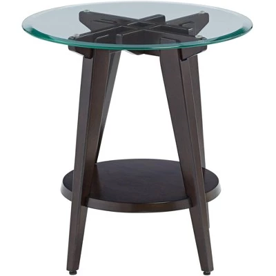 Best deal π 55 Downing Street Farmhouse Wood Round Accent Table 24" Wide with Shelf Dark Brown Tempered Glass Tabletop Living Room Home House π₯ 7 Best deal π 55 Downing Street Farmhouse Wood Round Accent Table 24" Wide with Shelf Dark Brown Tempered Glass Tabletop Living Room Home House π₯ - Image 5