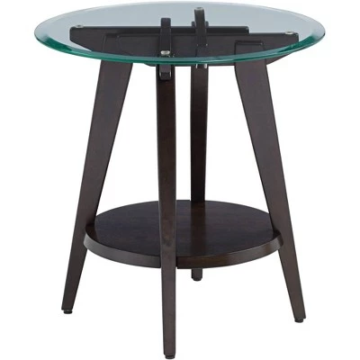 Best deal π 55 Downing Street Farmhouse Wood Round Accent Table 24" Wide with Shelf Dark Brown Tempered Glass Tabletop Living Room Home House π₯ 9 Best deal π 55 Downing Street Farmhouse Wood Round Accent Table 24" Wide with Shelf Dark Brown Tempered Glass Tabletop Living Room Home House π₯ - Image 7