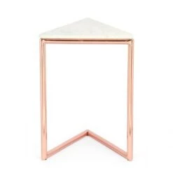 Best deal 😍 Corral Modern Glam Handcrafted Banswara Marble Top C Shaped Side Table White/Rose Gold - Christopher Knight Home 😀 -End And Side Tables shop unnamed file 3743