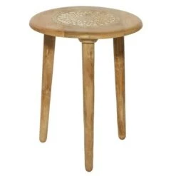 Coupon 😍 Olivia & May Traditional Mango Wood Carved Tripod Accent Table Brown - Olivia & May 🔔 -End And Side Tables shop unnamed file 3780