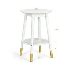 Outlet ✨ Costway 2PCS Round End Table Storage Shelf Home Decor Accent Side Table White ⌛