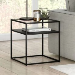 Best Sale 🎉 Henn& Hart Metal Industrial Side Table in Black and Bronze Finish - Henn&Hart 🥰 -End And Side Tables shop unnamed file 3849