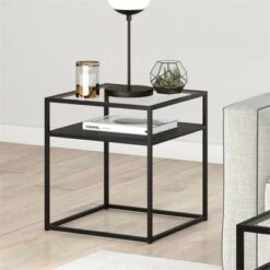 Best Sale 🎉 Henn& Hart Metal Industrial Side Table in Black and Bronze Finish - Henn&Hart 🥰 -End And Side Tables shop unnamed file 3852