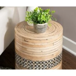 Best Sale 🤩 Pammela Bamboo Drum Table - Linon Natural/black 🛒 -End And Side Tables shop unnamed file 3870
