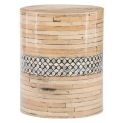 Best Sale 🤩 Pammela Bamboo Drum Table - Linon Natural/black 🛒 -End And Side Tables shop unnamed file 3872