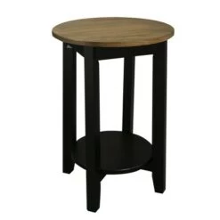 Discount 🌟 American Oak Top Round End Table Forest Gray/Black - Flora Home ⌛ -End And Side Tables shop unnamed file 3920