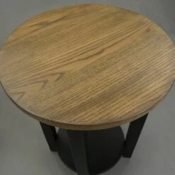 Discount 🌟 American Oak Top Round End Table Forest Gray/Black - Flora Home ⌛ -End And Side Tables shop unnamed file 3923