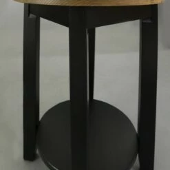 Discount 🌟 American Oak Top Round End Table Forest Gray/Black - Flora Home ⌛ -End And Side Tables shop unnamed file 3924