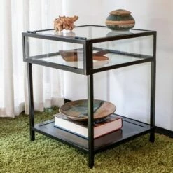 Cheap 🌟 Decor Therapy Claira Glass and Metal End Table Black - Décor Therapy 😉 -End And Side Tables shop unnamed file 3932