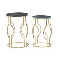 Promo 😀 Olivia & May Set of 2 Glam Marble Accent Tables Gold - Olivia & May ✔️ -End And Side Tables shop unnamed file 395