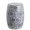 Best deal 🎁 happimess Lotus Blossom 17.5" Chinoiserie Ceramic Drum Garden Stool, Blue/White ❤️