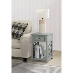 Cheap β€οΈ Middlebury Wood End Table with Drawer and Shelf Gray - Alaterre Furniture π