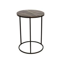 Deals 🤩 2pc Metal/Marble Side Table with Gold Inlays Black - Sagebrook Home ✔️