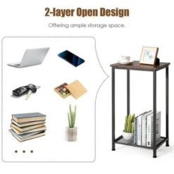 Best reviews of 🤩 Costway 2-Tier Industrial Side End Accent Telephone Table w/Mesh Shelf Rustic Brown ✨ -End And Side Tables shop unnamed file 4034