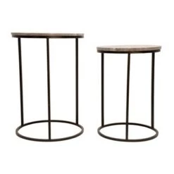 Deals 🤩 2pc Metal/Marble Side Table with Gold Inlays Black - Sagebrook Home ✔️ -End And Side Tables shop unnamed file 405