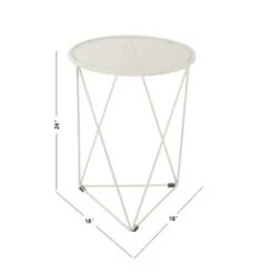 Budget ⭐ Metal Accent Table Triangle Base with Round Mirror Top - HomePop White 🔔 -End And Side Tables shop unnamed file 4053