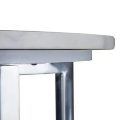 Brand new 👍 18" Farnell Contemporary Wide Metal Accent Side Table with Chrome Base White/Silver - WyndenHall ✨ -End And Side Tables shop unnamed file 4074