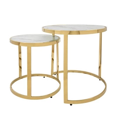 Best deal π 2pc Metal Round Side Table - Sagebrook Home Gold π 7 Best deal π 2pc Metal Round Side Table - Sagebrook Home Gold π - Image 5