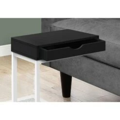 Best reviews of ✔️ Monarch Specialties 24.5 Inch Elegant Metal Accent C Shaped Couch Side Table with Pass Through Storage Drawer, Black and White 😍