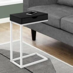 Best reviews of ✔️ Monarch Specialties 24.5 Inch Elegant Metal Accent C Shaped Couch Side Table with Pass Through Storage Drawer, Black and White 😍 -End And Side Tables shop unnamed file 4151