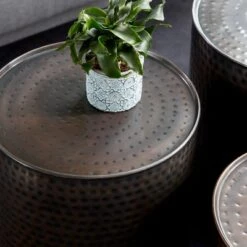 Budget 🥰 Metal Cylinder Accent Tables (Set of 3) Brown - Olivia & May ⭐ -End And Side Tables shop unnamed file 4175