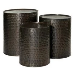 Budget 🥰 Metal Cylinder Accent Tables (Set of 3) Brown - Olivia & May ⭐ -End And Side Tables shop unnamed file 4178