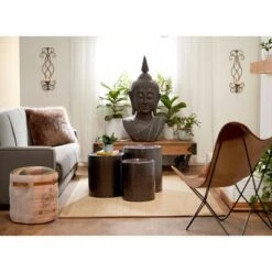 Budget 🥰 Metal Cylinder Accent Tables (Set of 3) Brown - Olivia & May ⭐ -End And Side Tables shop unnamed file 4183