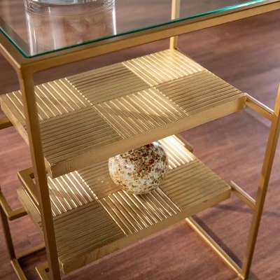 Discount ✨ Woobal Glass Top End Table with Storage Brass - Aiden Lane ⭐ 4 Discount ✨ Woobal Glass Top End Table with Storage Brass - Aiden Lane ⭐ - Image 2