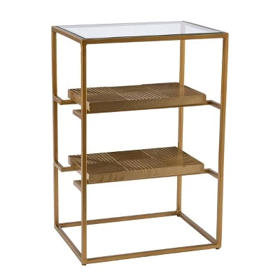 Discount ✨ Woobal Glass Top End Table with Storage Brass - Aiden Lane ⭐ 5 Discount ✨ Woobal Glass Top End Table with Storage Brass - Aiden Lane ⭐ - Image 3