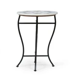 Cheapest 🌟 Mcneal Handcrafted Boho Marble Mosaic End Table White/Black - Christopher Knight Home 🔥 -End And Side Tables shop unnamed file 4241