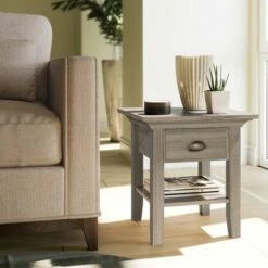 Deals ✨ 19" Mansfield Solid Wood End Table - Wyndenhall Distressed Gray 🎁