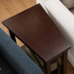 Best deal 😉 Laurent Recliner Wedge Table Chocolate Cherry Finish - Leick Home 👏 -End And Side Tables shop unnamed file 4282