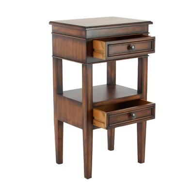 Coupon π― Distressed Wooden Side Table with Drawers - Olivia & May Rustic Brown π 6 Coupon π― Distressed Wooden Side Table with Drawers - Olivia & May Rustic Brown π - Image 4