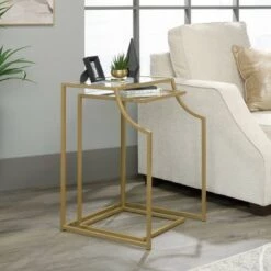 Wholesale 😀 2pc International Lux Nesting Accent Tables Satin Gold - Sauder 🎉
