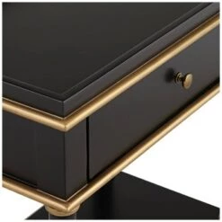 Brand new 🔥 55 Downing Street Modern Luxe Wood Rectangular Accent Side End Table 15" x 24" with Drawer Shelf Black Gold for Living Room Home 🔔 -End And Side Tables shop unnamed file 4310