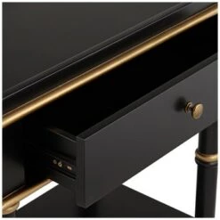 Brand new 🔥 55 Downing Street Modern Luxe Wood Rectangular Accent Side End Table 15" x 24" with Drawer Shelf Black Gold for Living Room Home 🔔 -End And Side Tables shop unnamed file 4311