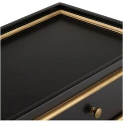 Brand new 🔥 55 Downing Street Modern Luxe Wood Rectangular Accent Side End Table 15" x 24" with Drawer Shelf Black Gold for Living Room Home 🔔 -End And Side Tables shop unnamed file 4313