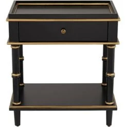 Brand new 🔥 55 Downing Street Modern Luxe Wood Rectangular Accent Side End Table 15" x 24" with Drawer Shelf Black Gold for Living Room Home 🔔 -End And Side Tables shop unnamed file 4314