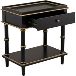Brand new 🔥 55 Downing Street Modern Luxe Wood Rectangular Accent Side End Table 15" x 24" with Drawer Shelf Black Gold for Living Room Home 🔔 -End And Side Tables shop unnamed file 4315