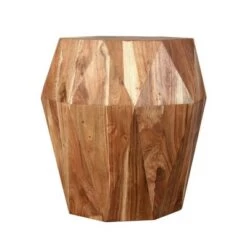 Hot Sale π 21.5" Faceted Handcrafted Mango Wood Side End Table with Octagonal Top Brown - The Urban Port β¨
