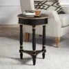 Hot Sale 🤩 55 Downing Street Modern Luxe Wood Round Accent Side End Table 18 1/4" Wide with Shelf Black Gold for Living Room Home House 😀 -End And Side Tables shop unnamed file 4323