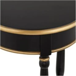 Hot Sale 🤩 55 Downing Street Modern Luxe Wood Round Accent Side End Table 18 1/4" Wide with Shelf Black Gold for Living Room Home House 😀 -End And Side Tables shop unnamed file 4324