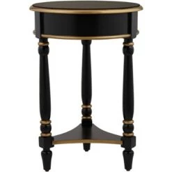 Hot Sale 🤩 55 Downing Street Modern Luxe Wood Round Accent Side End Table 18 1/4" Wide with Shelf Black Gold for Living Room Home House 😀 -End And Side Tables shop unnamed file 4325