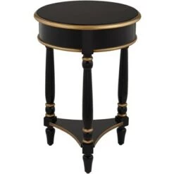 Hot Sale 🤩 55 Downing Street Modern Luxe Wood Round Accent Side End Table 18 1/4" Wide with Shelf Black Gold for Living Room Home House 😀 -End And Side Tables shop unnamed file 4327