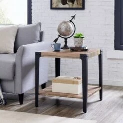 Cheap 🛒 Modern Industrial Side/End Table Metal/Distressed Wood - Danya B. 👏