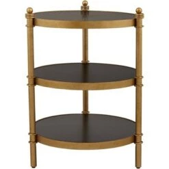 Best deal 🧨 55 Downing Street Modern Luxe Wood Round Accent Side End Table 18 3/4" Wide Black Gold 3-Tier for Spaces Living Room Home House 👍 -End And Side Tables shop unnamed file 4343