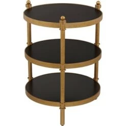 Best deal 🧨 55 Downing Street Modern Luxe Wood Round Accent Side End Table 18 3/4" Wide Black Gold 3-Tier for Spaces Living Room Home House 👍 -End And Side Tables shop unnamed file 4344